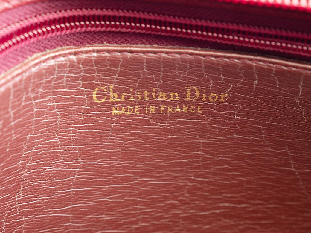 Christian Dior Womens Shoulder Bag Bordeaux Leather Vintage Preowned Auth11