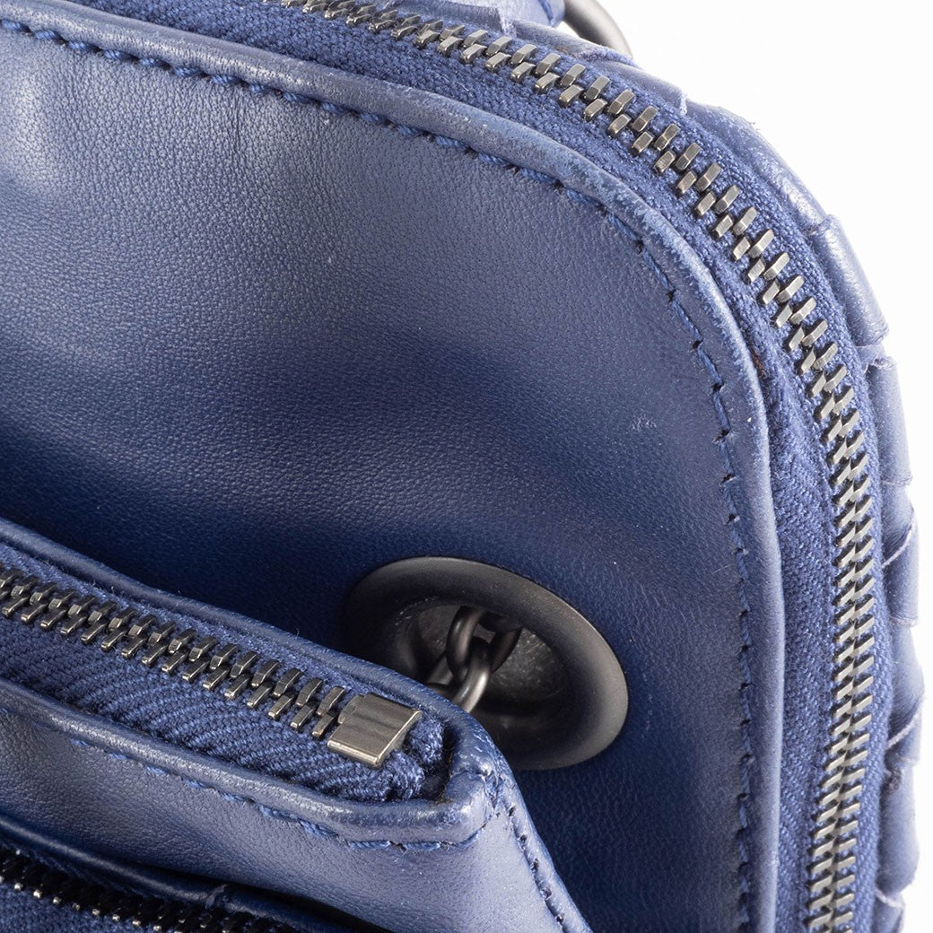 Bottega Veneta Intrecciato Navy Leather Women Shoulder Bag Handbag Preowned23