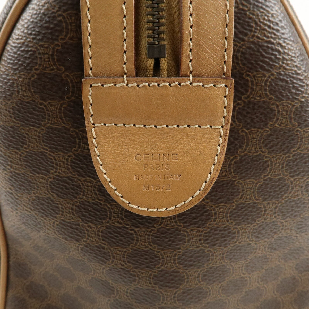 Auth CELINE Handbag Macadam Leather Boston Bag Brown Reuse Used Preowned23