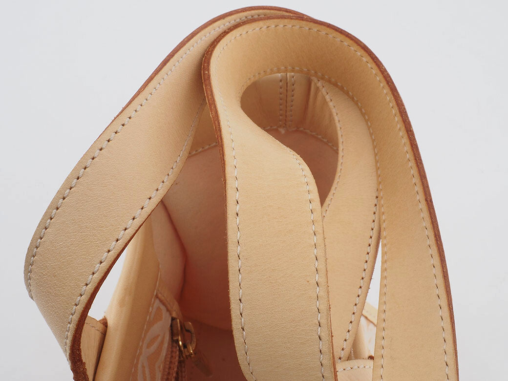LOEWE Vintage Anagram Canvas Shoulder Tote Bag Handbag Beige Preowned Auth12