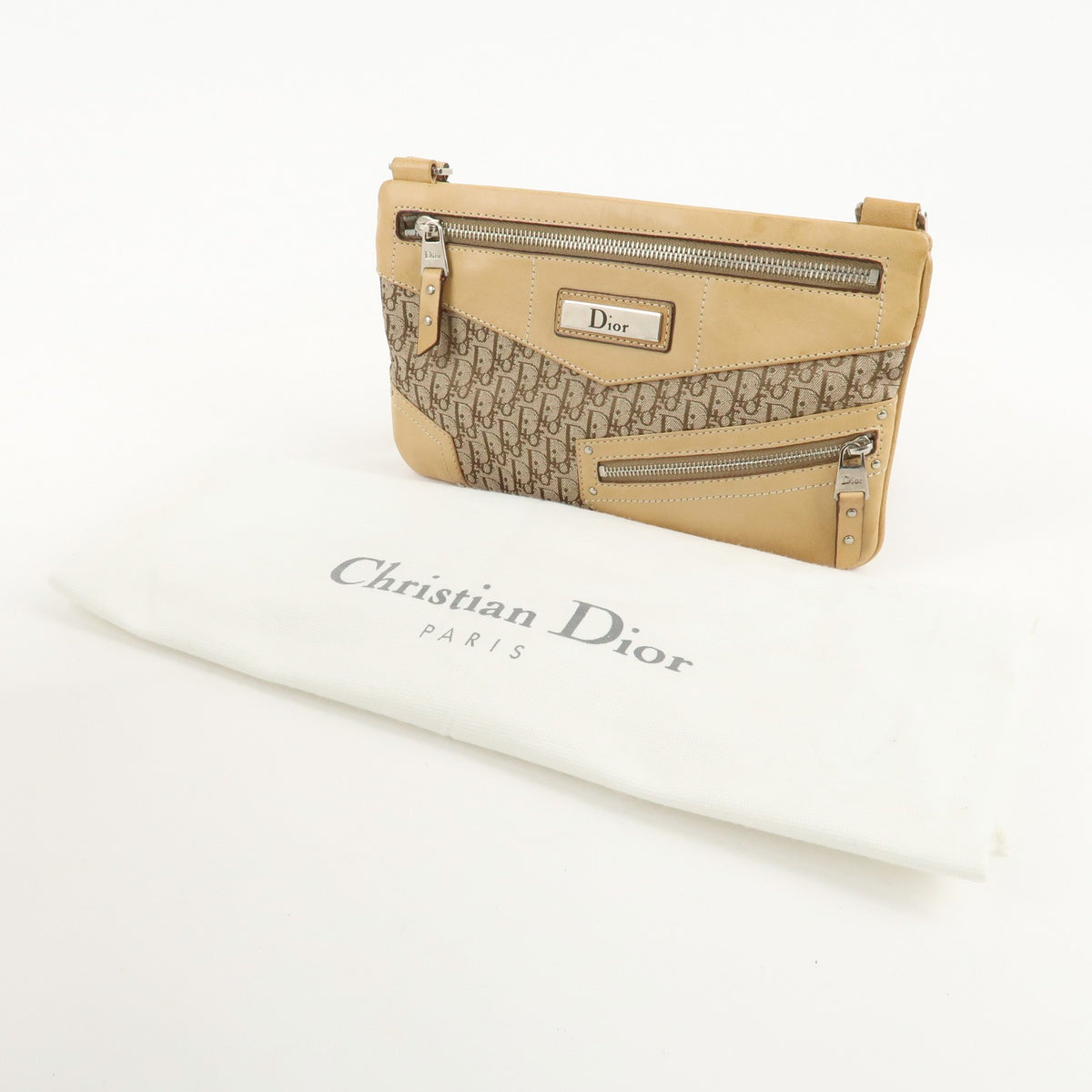 Christian Dior Street Chic Trotter Canvas Leather Shoulder Bag Preowned Auth23