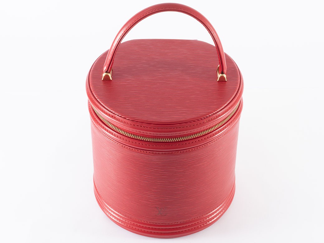 Auth Louis Vuitton Bag Cannes Vanity Bag Epi Castilian Red M48037 Reuse Used23