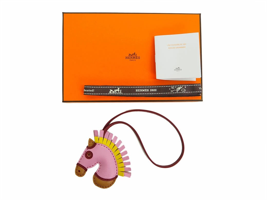 HERMES Zizi Camail Horse Bag Charm Mauve Sylvestre U Stamp Unused Preowned Auth5