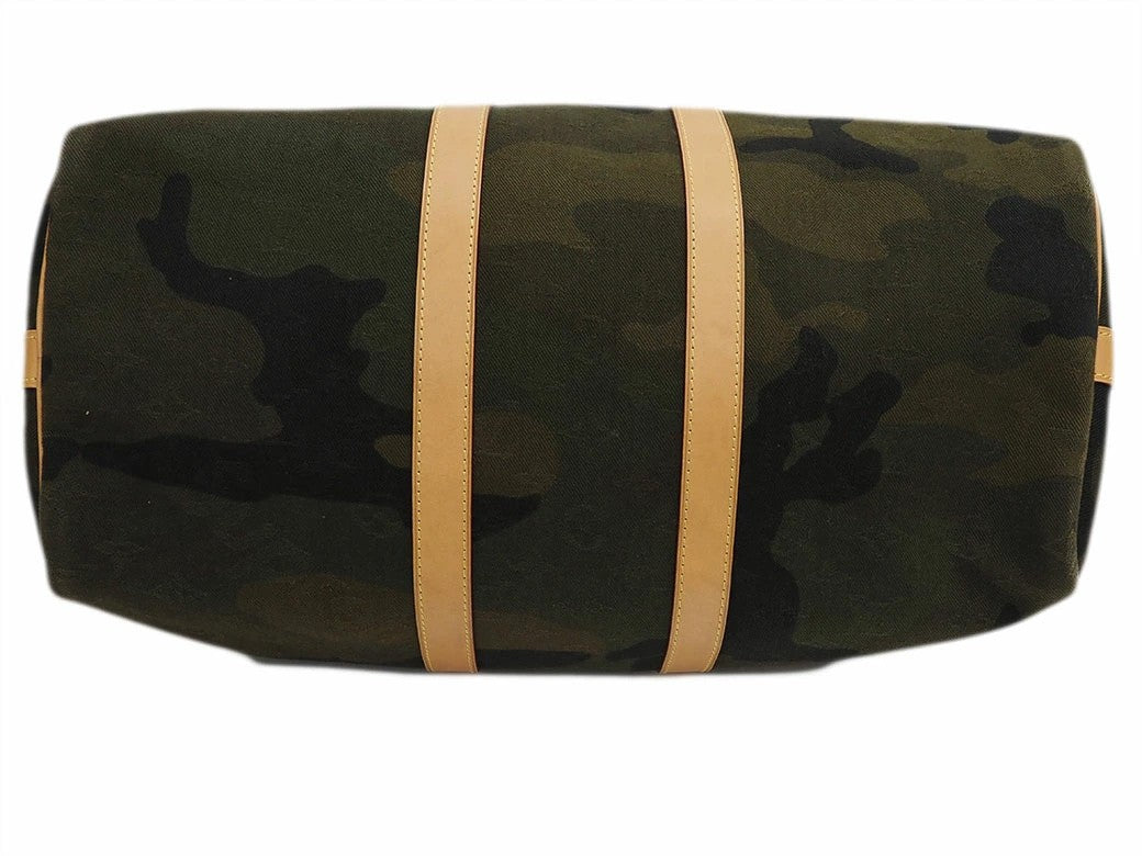 LV x Supreme Keepall Bandouliere Camo Travel Bag M43466 Khaki Men's Preowned13