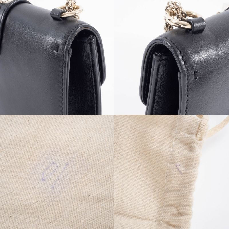 Valentino Garavani Rockstud Chain Shoulder Bag Black Leather Preowned Auth21