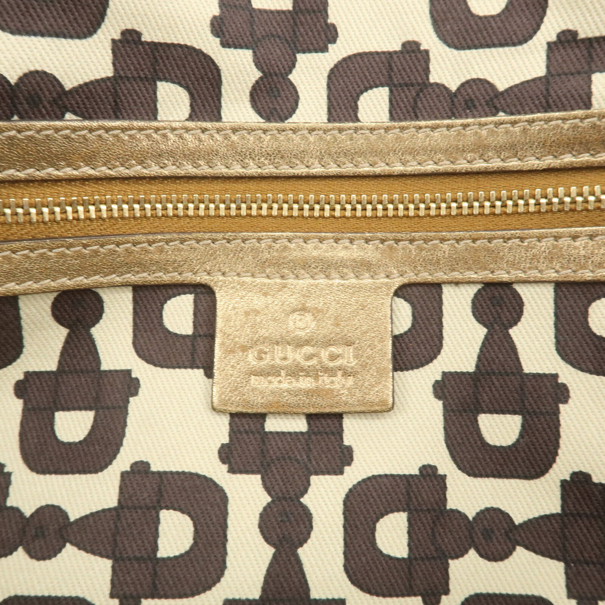 GUCCI GG Canvas Leather Beige Gold Women Shoulder Tote Bag 137396 Preowned Auth16
