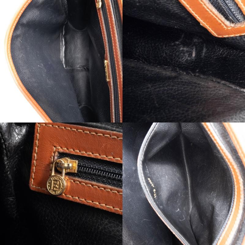 FENDI Zucca PVC Leather Crossbody Shoulder Bag FF Logo Flap Brown Preowned Auth23