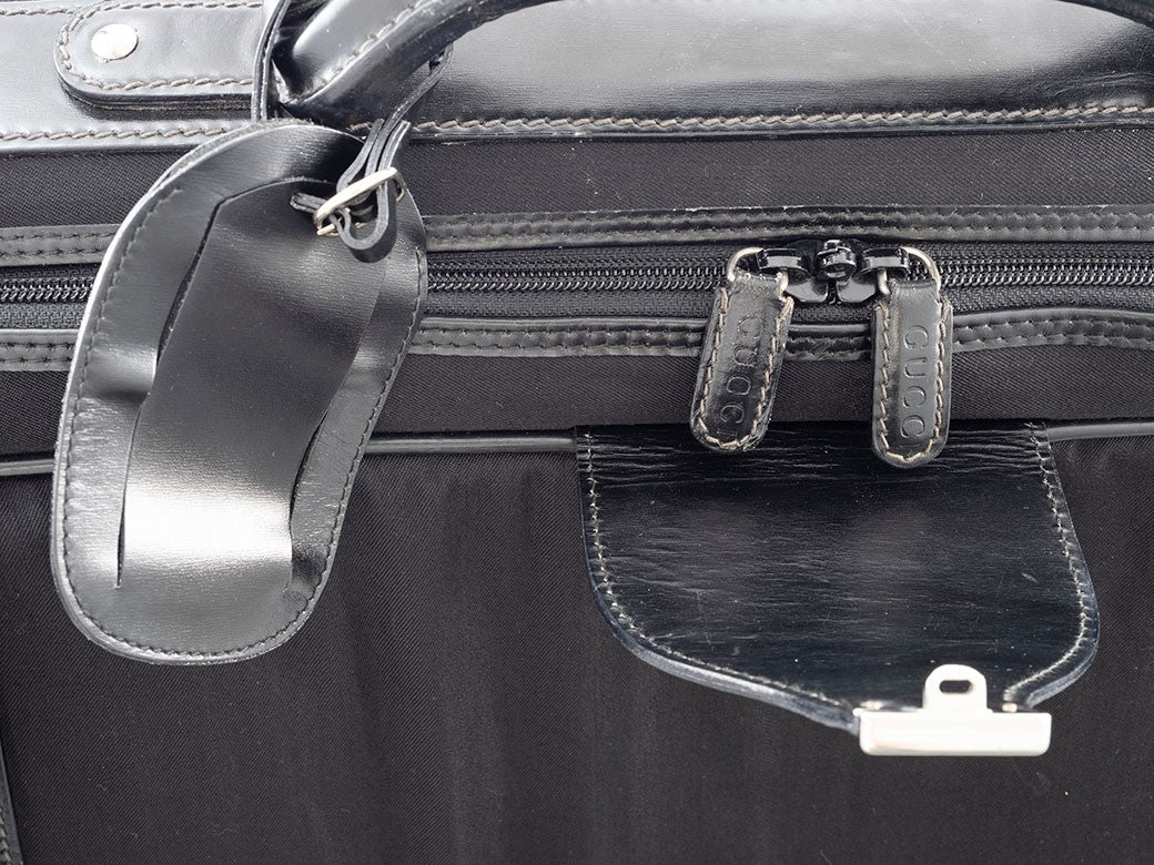 GUCCI Vintage Travel Bag Suitcase Black Canvas Large 010.123 Preowned Auth14