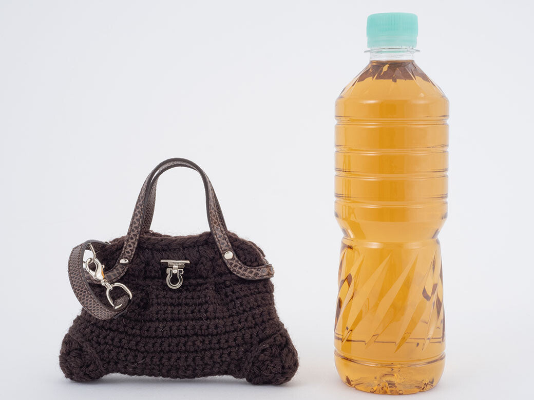 Ferragamo Wool Knit Accessory Pouch Womens Handbag Brown Charm Preowned Auth11