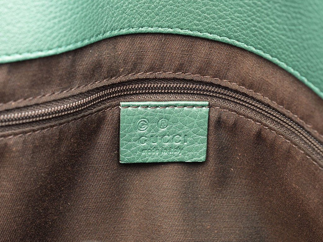 GUCCI Abbey Green Leather Shoulder Bag Womens Tote Bag Large A4 Preowned Auth9