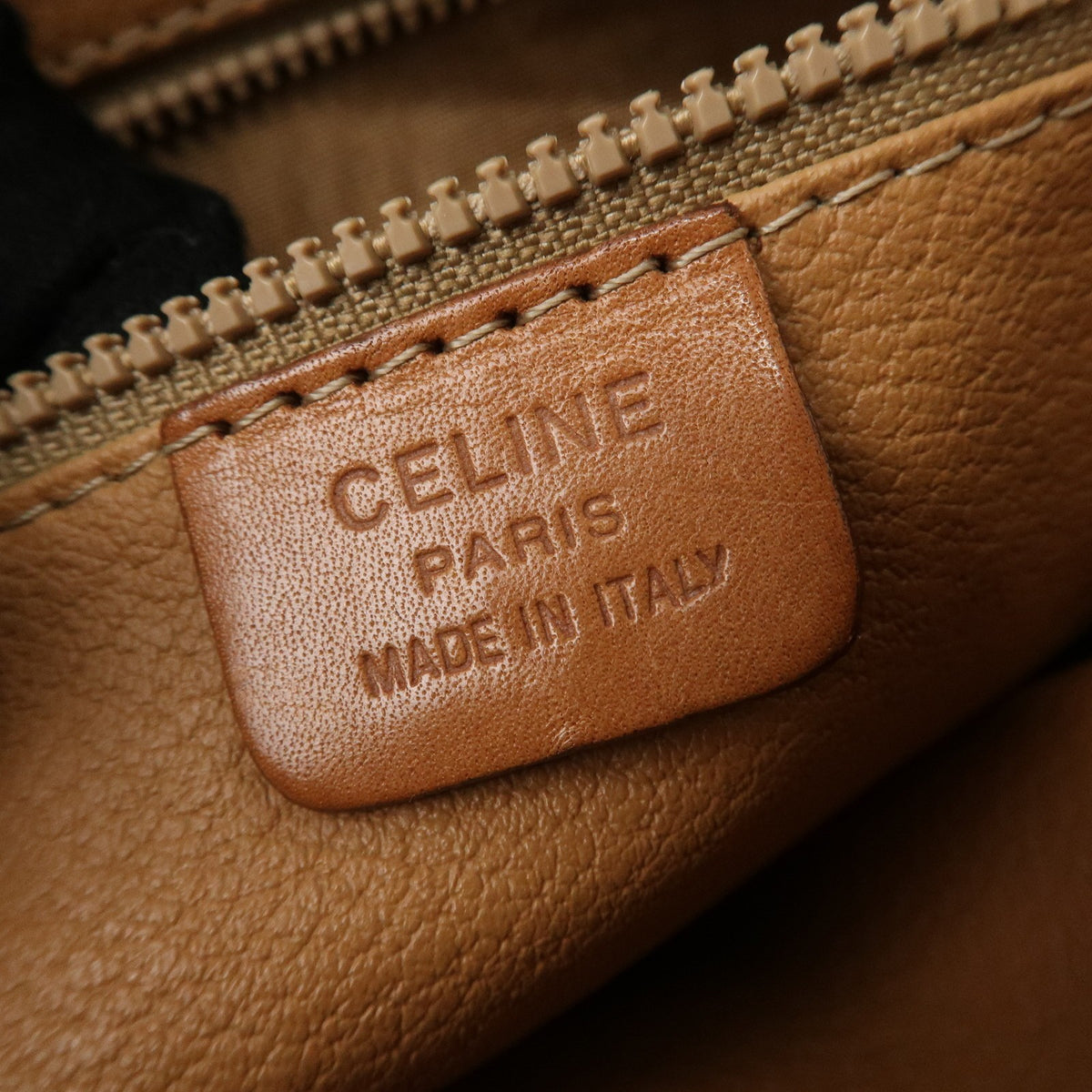 Auth CELINE Macadam PVC Leather Boston Bag Hand Bag Brown Preowned Reuse Used19