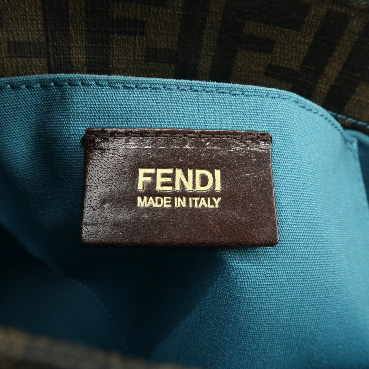 FENDI Tote Bag Zucca Nylon Punching Brown Black 8BH223 Authentic Used Reuse F/S21