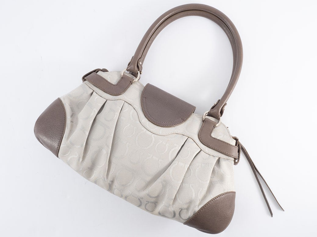 Salvatore Ferragamo Bag Gancini Canvas Handbag AU216326 Reuse Used Preowned23