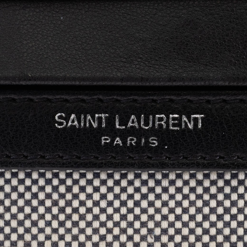 SAINT LAURENT Camp Camera Bag Canvas Leather Black Crossbody 647179 Preowned9