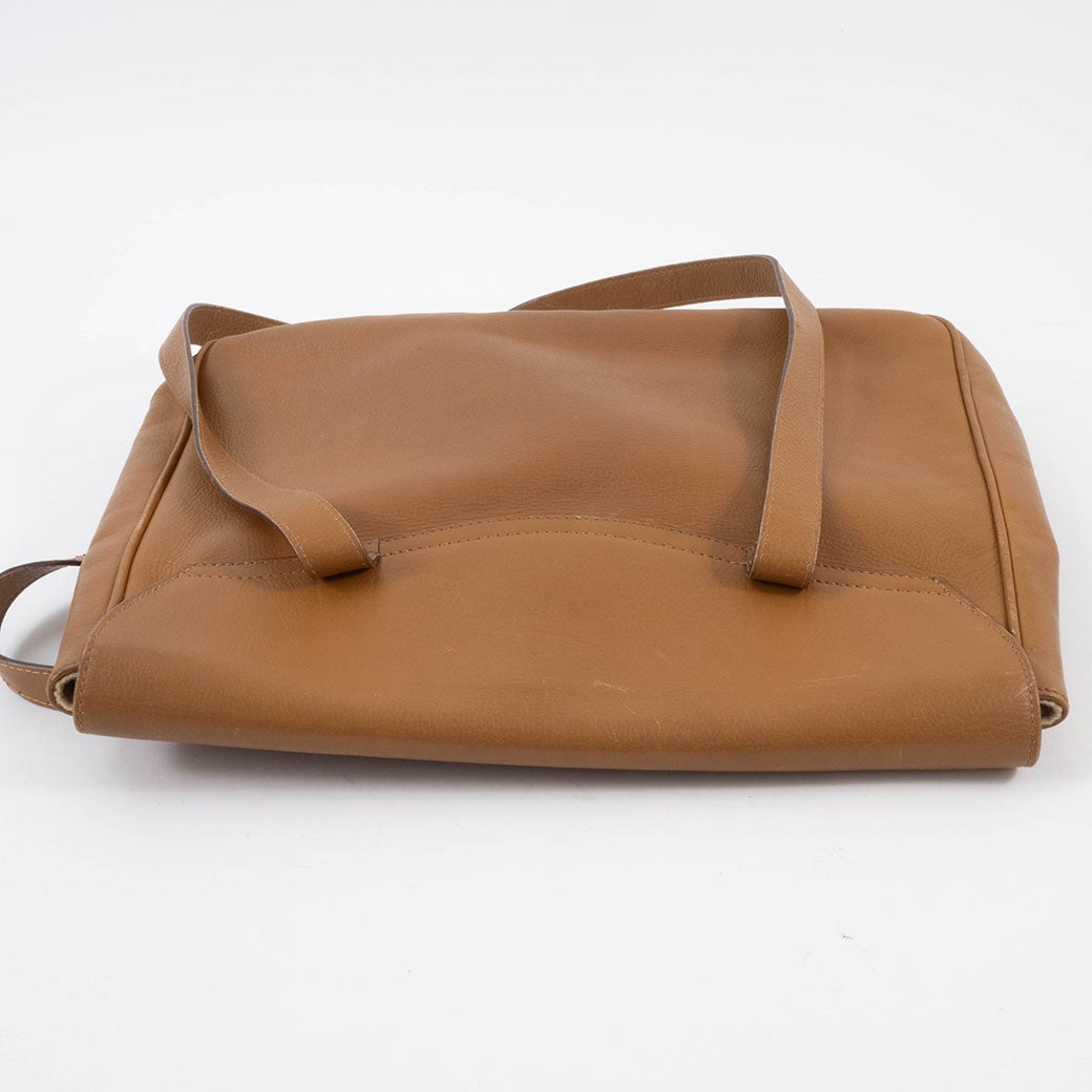 BALLY Old Bally Womens Shoulder Bag Camel Leather Flap Vintage Preowned Auth4