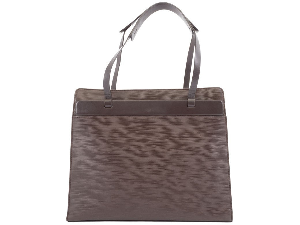 LOUIS VUITTON Croisette PM Epi Leather Shoulder Bag Moka A4 Size Preowned Auth1