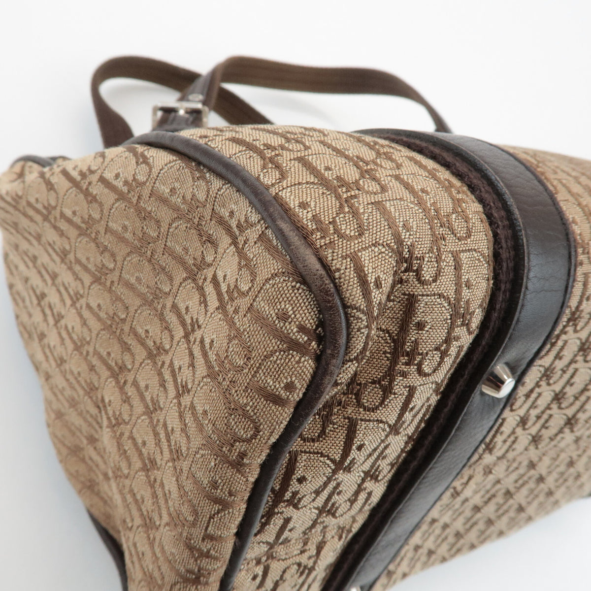 Christian Dior Trotter Street Chic Canvas Leather Boston Bag Beige Preowned11