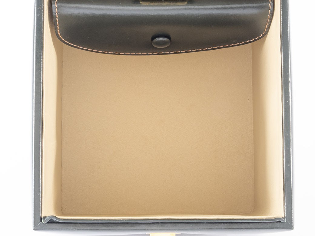 LOEWE Vintage Vanity Bag Womens Box Handbag Green Leather Preowned Auth8