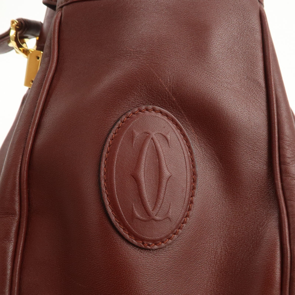 Cartier Must de Cartier Calf Leather Shoulder Bag Burgundy Authentic Used F/S19