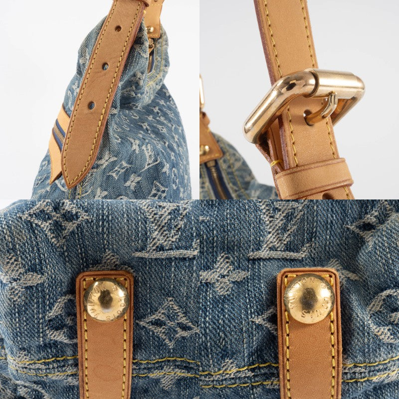 Louis Vuitton Baggy GM Monogram Denim Crossbody Shoulder Bag Hobo Blue Preowned17