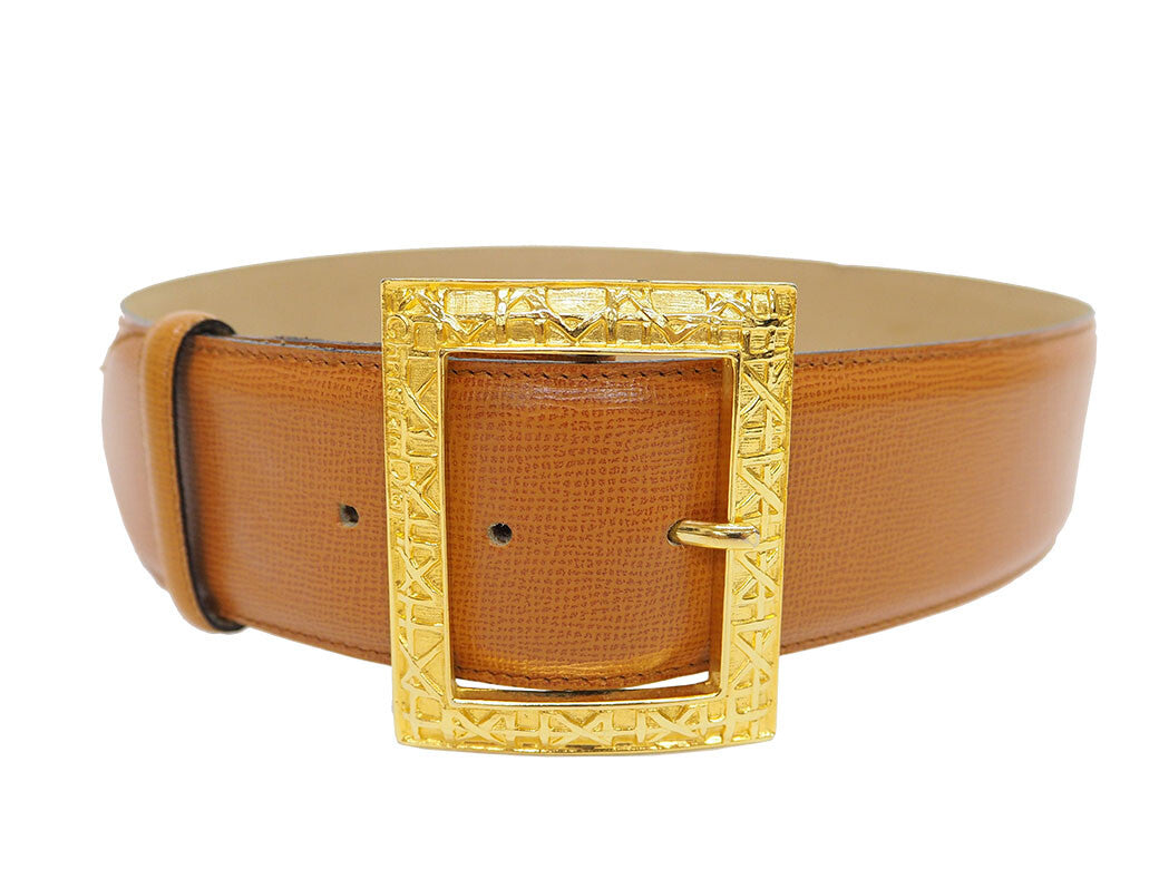 Dior Vintage Parisienne Belt Camel M Waist Mark Belt Ladies Reuse Used Preowned10