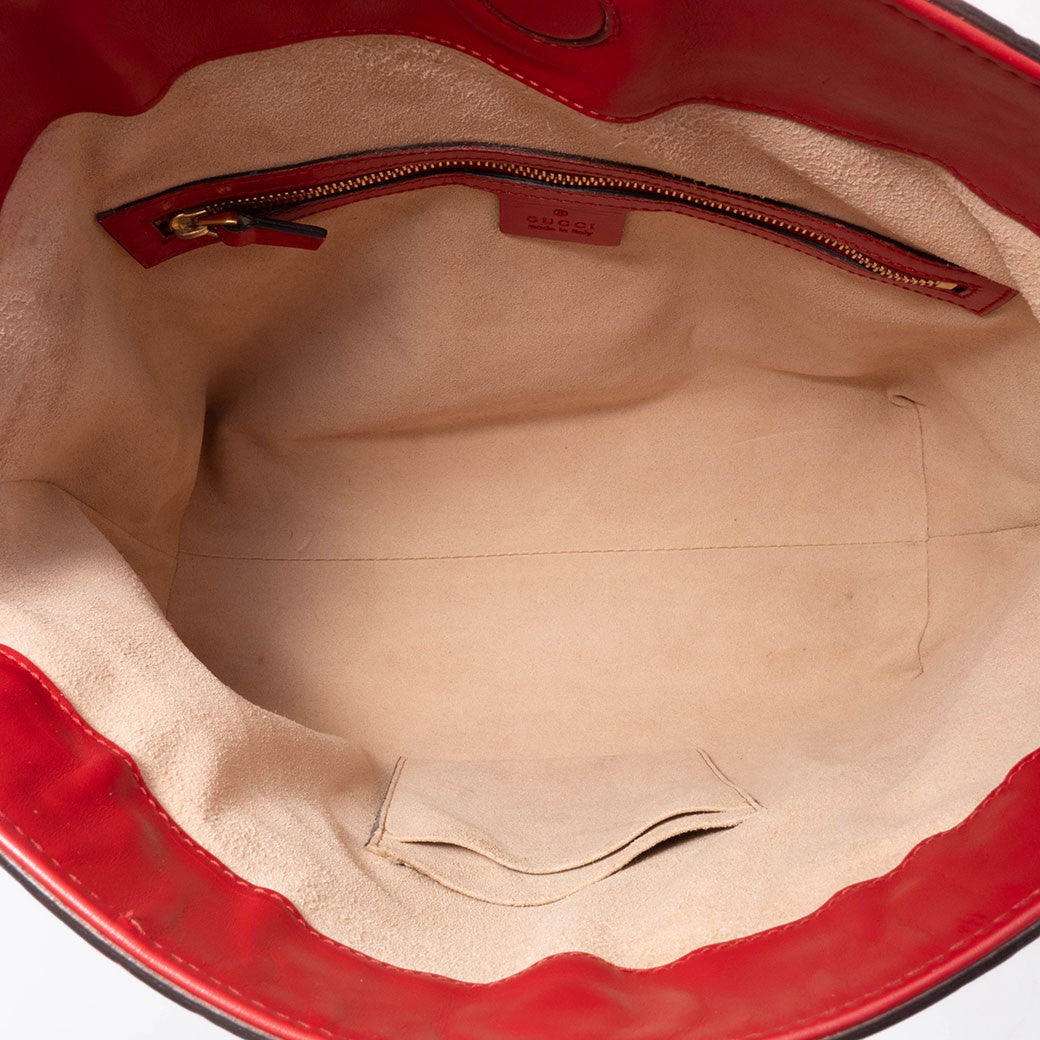 GUCCI Guccissima Leather Convertible Crossbody Shoulder Bag Tote Red Preowned15