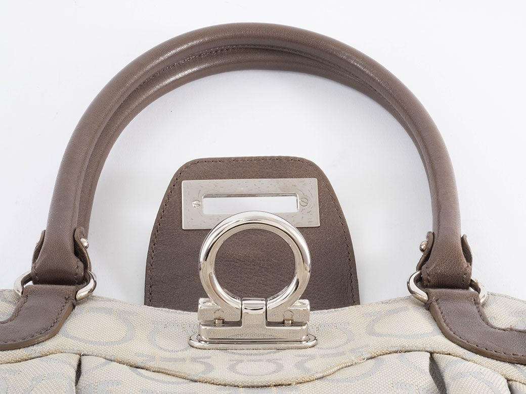 Salvatore Ferragamo Bag Gancini Canvas Handbag AU216326 Reuse Used Preowned14
