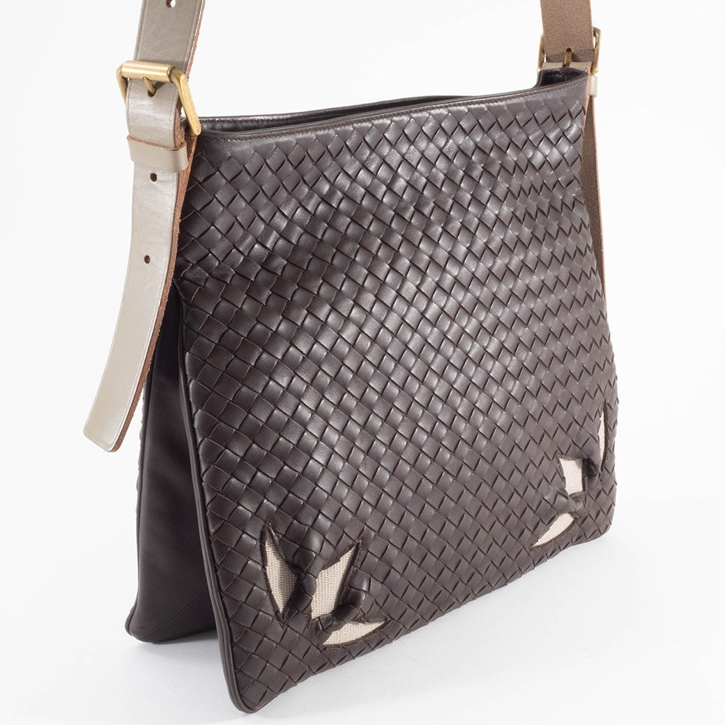 BOTTEGA VENETA Intrecciato Dark Brown Leather Crossbody Shoulder Bag Preowned3