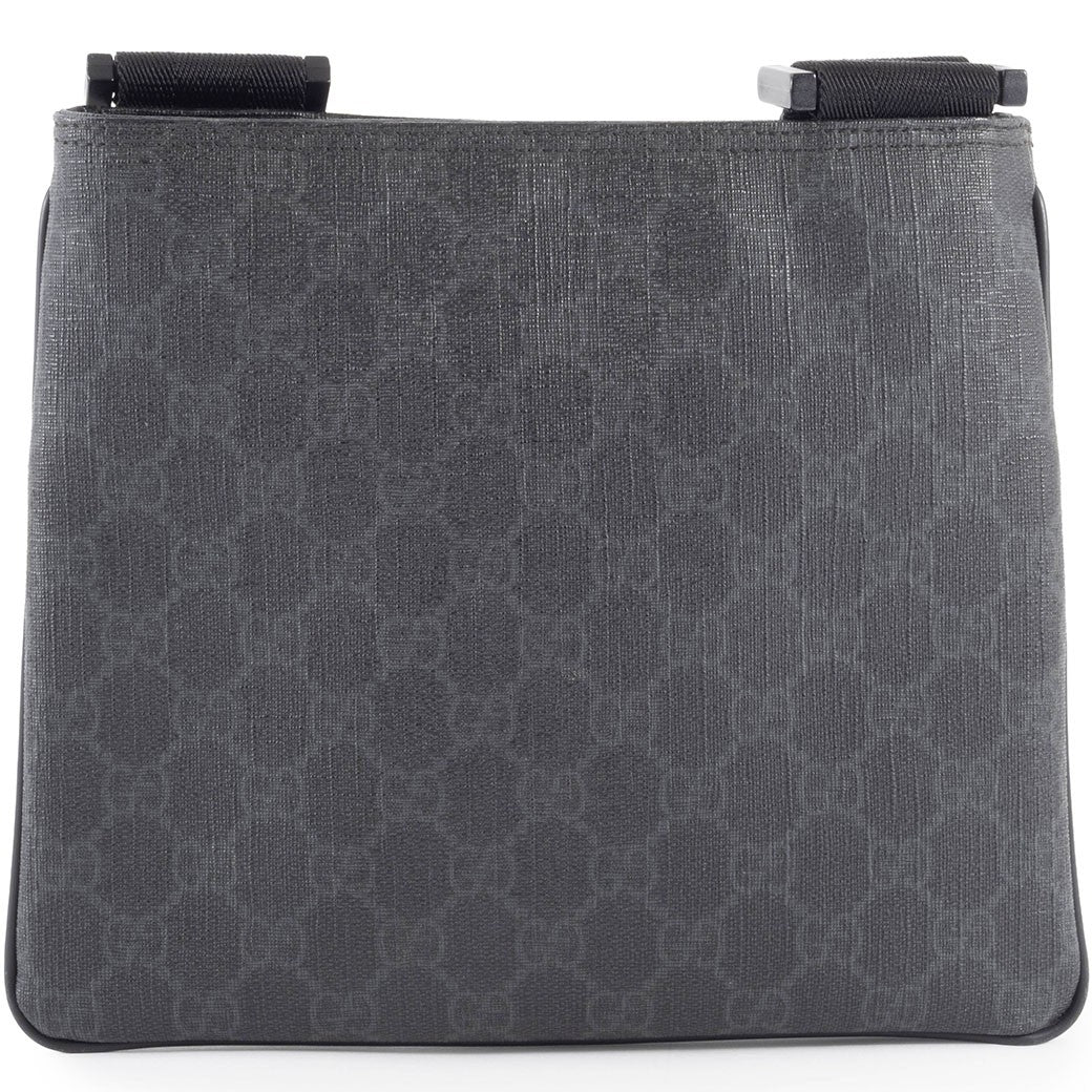 GUCCI GG Supreme Womens Crossbody Shoulder Bag Grey Coated Canvas Preowned Auth1