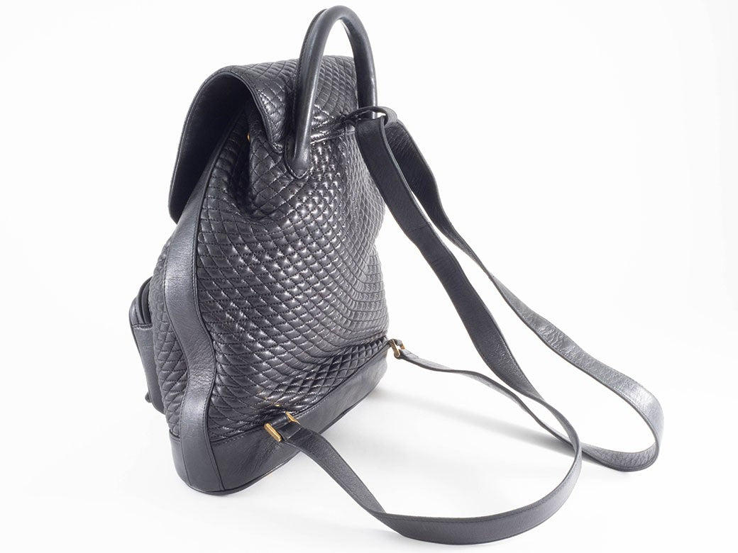 berry Bag Quilted Backpack Rucksack Black with Pouch Reuse Used Preowned19