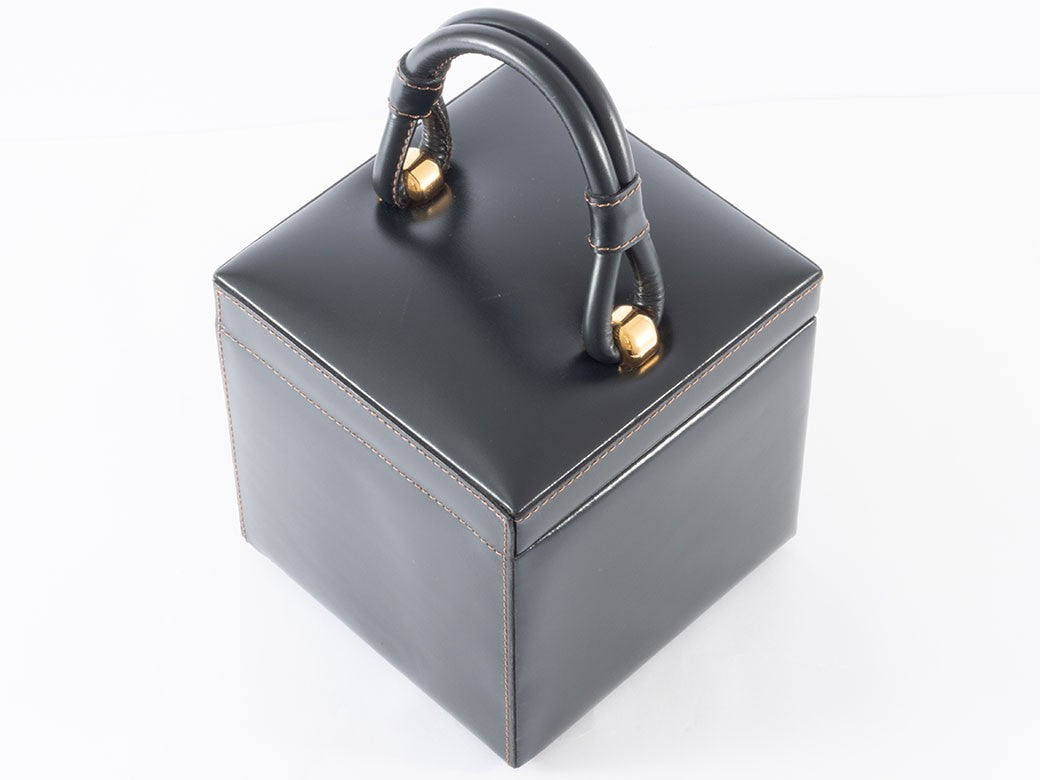 LOEWE Vintage Vanity Bag Womens Box Handbag Green Leather Preowned Auth23