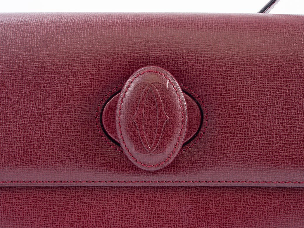 CARTIER Must de Cartier Bordeaux Leather Short Crossbody Shoulder Bag Preowned7