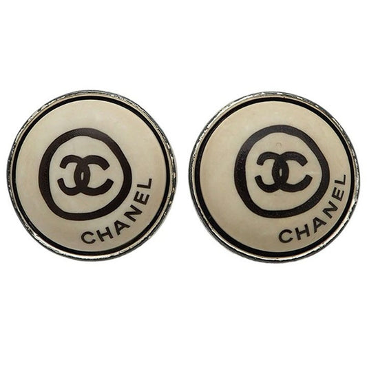 CHANEL Round Coco Earrings Coco Print Ladies 00T Circle Round Illustration Logo0