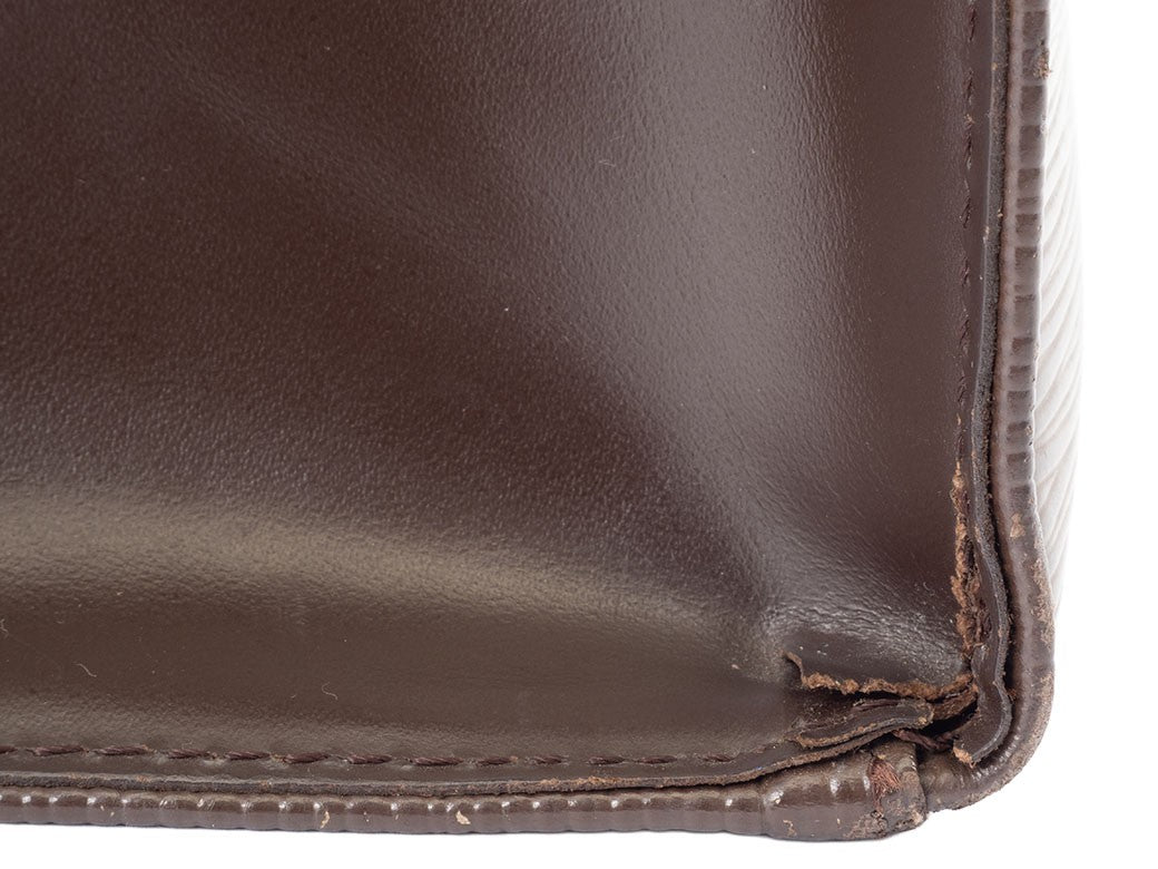 LOUIS VUITTON Croisette PM Epi Leather Shoulder Bag Moka A4 Size Preowned Auth9
