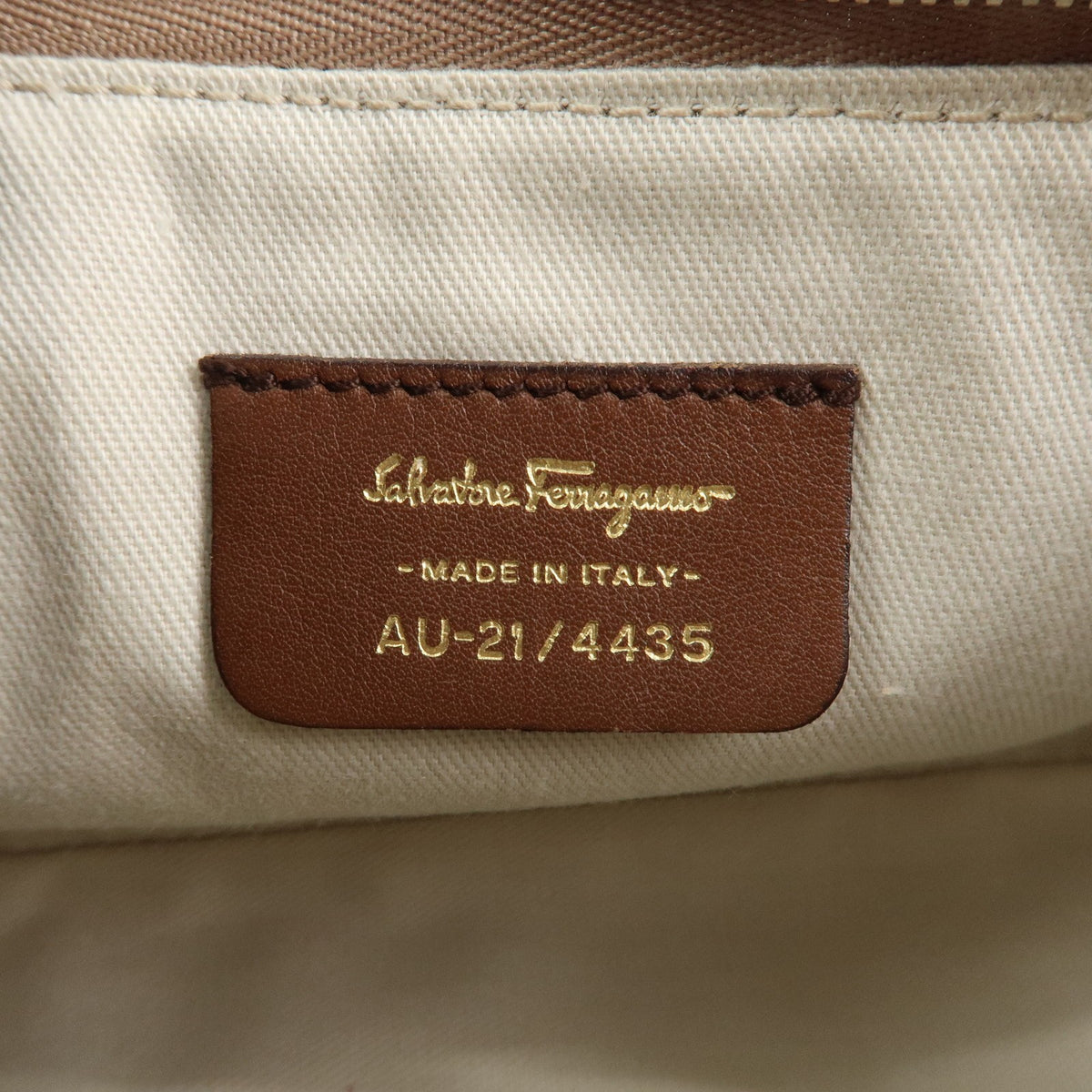 Ferragamo Gancini PVC Leather Shoulder Bag Brown Convertible Bag Preowned Auth20