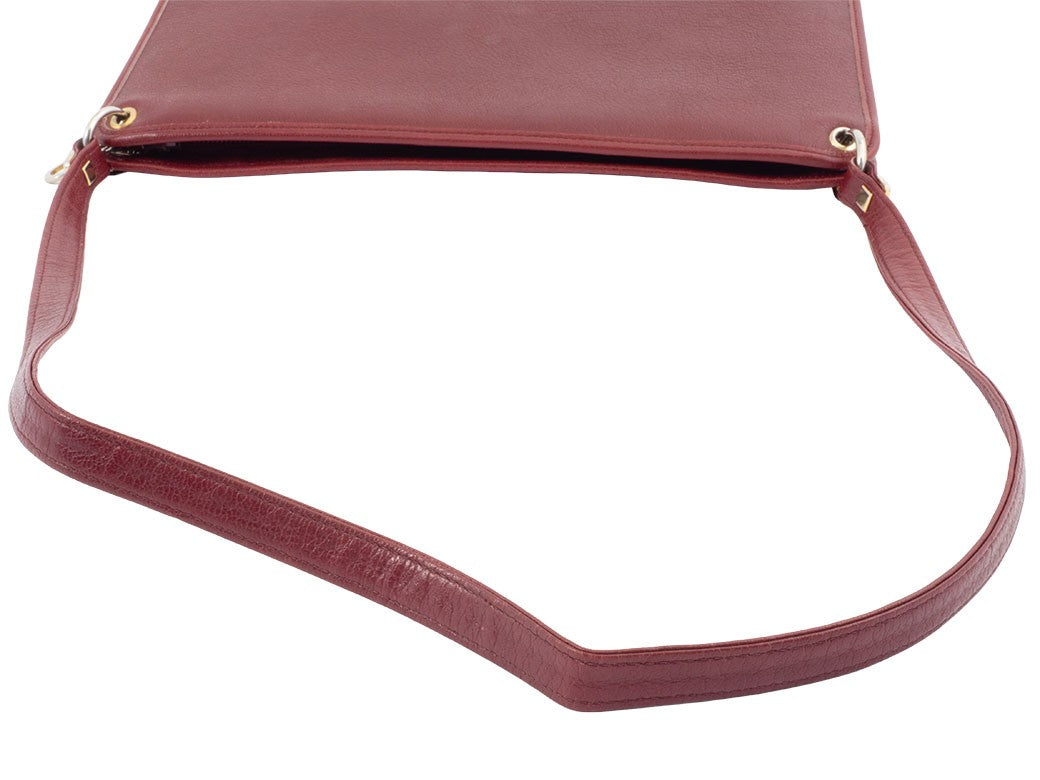 Christian Dior Womens Shoulder Bag Bordeaux Leather Vintage Preowned Auth4