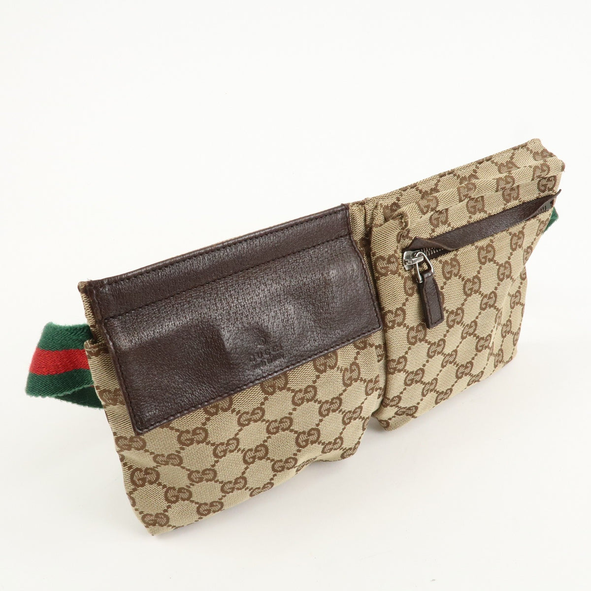 GUCCI GG Canvas Leather Waist Bag Crossbody Bag Beige Brown 28566 Auth Used F/S3