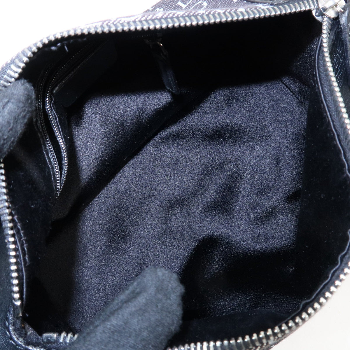 BVLGARI Logo Mania Canvas Leather BZero 1 Shoulder Bag Black Preowned Auth18