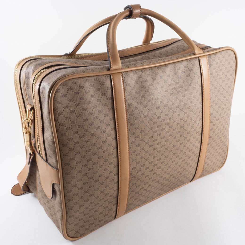 GUCCI Old Gucci Micro GG PVC Boston Bag Travel Beige Brown Vintage Preowned7