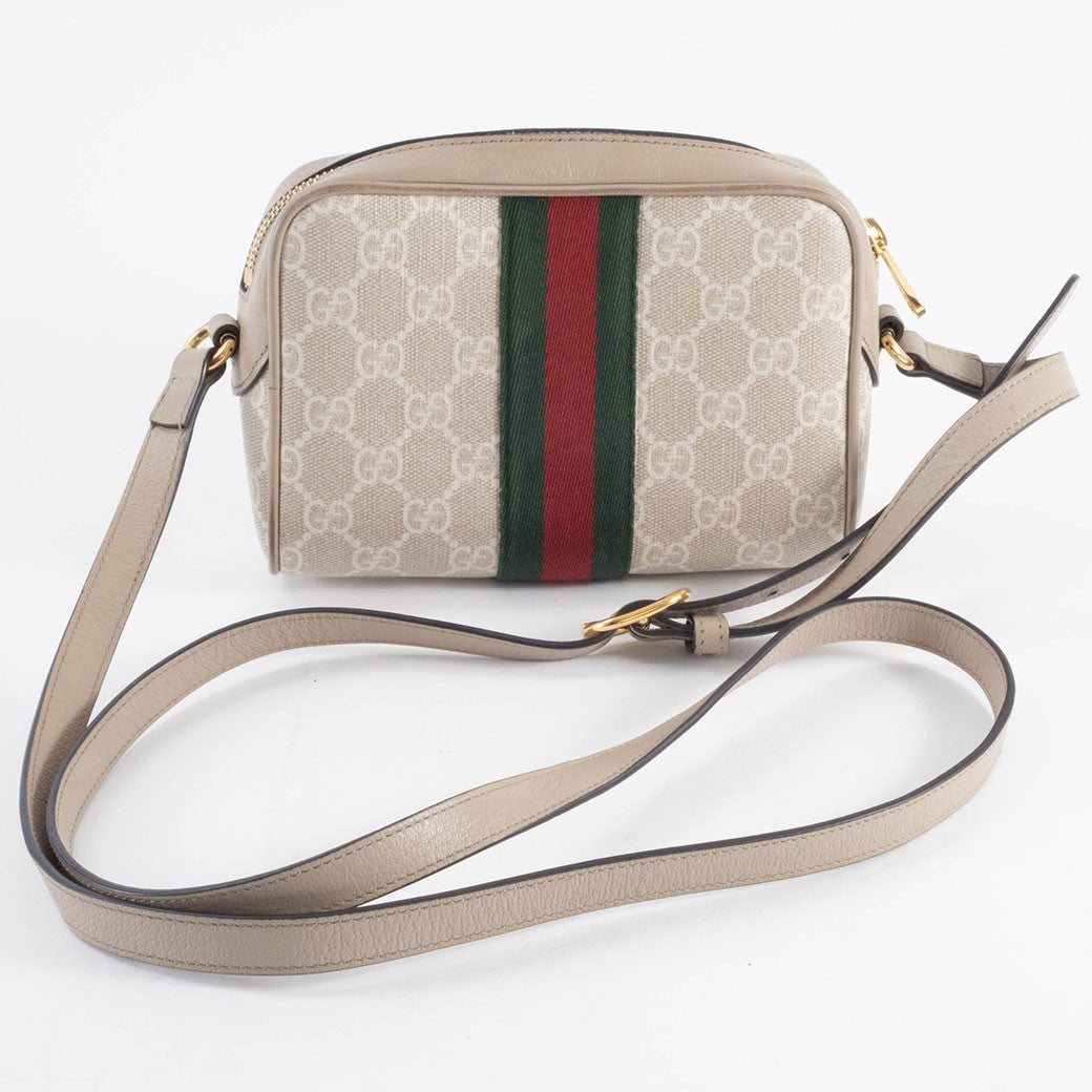 GUCCI Ophidia Mini GG Supreme Crossbody Shoulder Bag Beige Womens Preowned Auth3