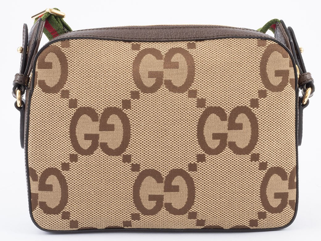 GUCCI Jumbo GG Canvas Messenger Crossbody Bag Beige Brown 675891 Preowned Auth1