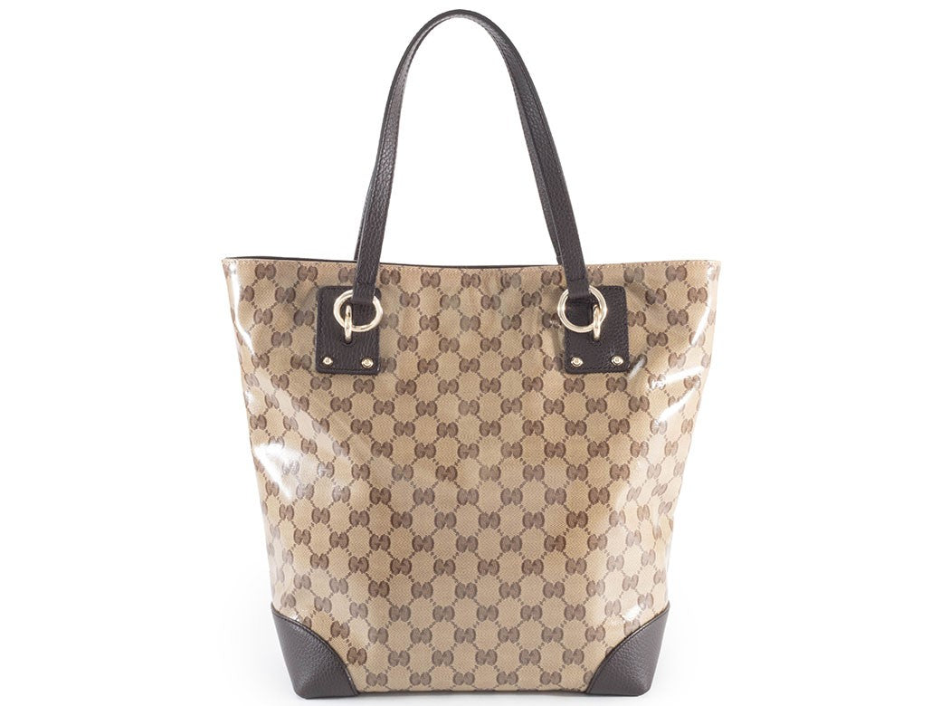 GUCCI GG Crystal Canvas Tote Bag Beige Leather A4 size 353706 Preowned Auth3