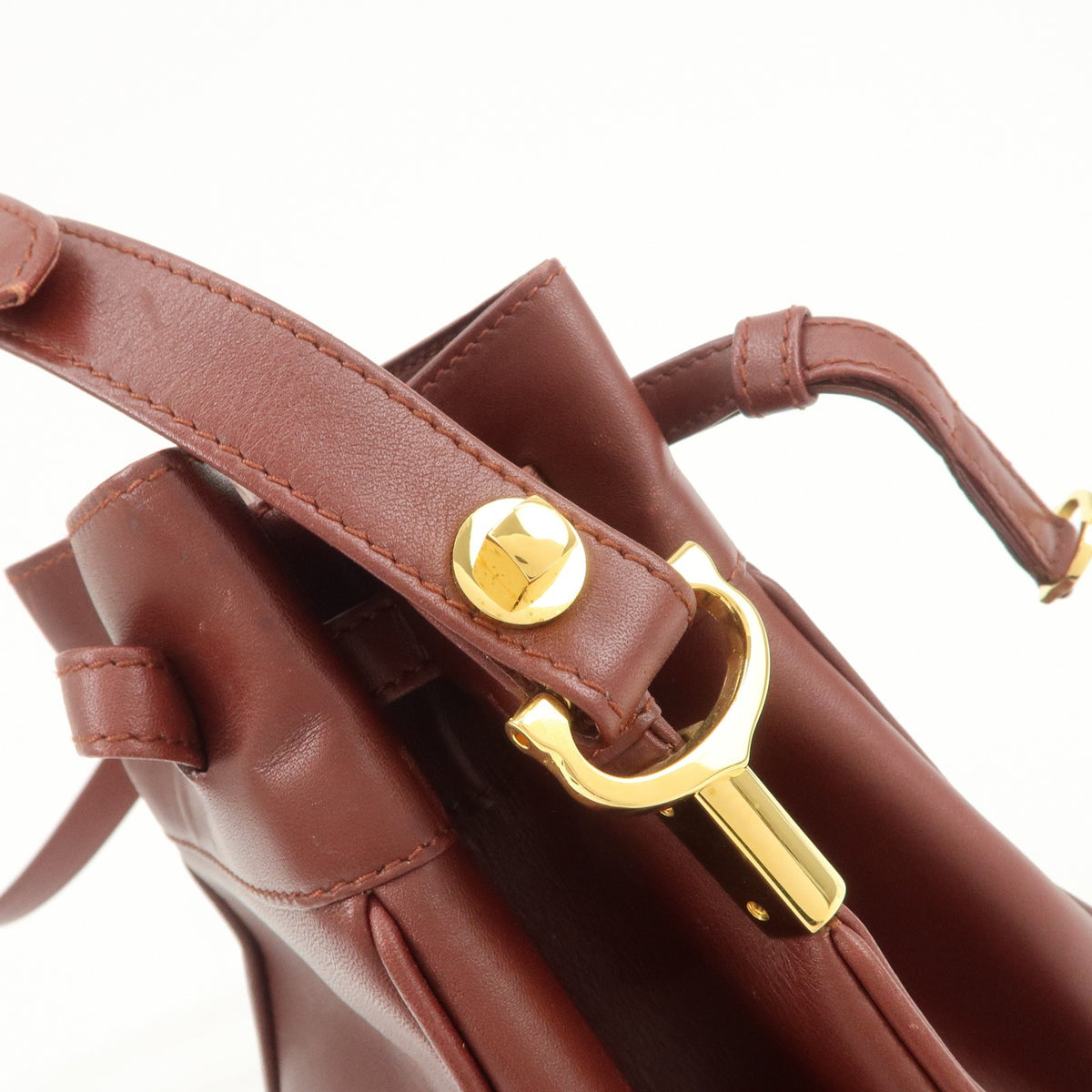 Cartier Must de Cartier Calf Leather Shoulder Bag Burgundy Authentic Used F/S9