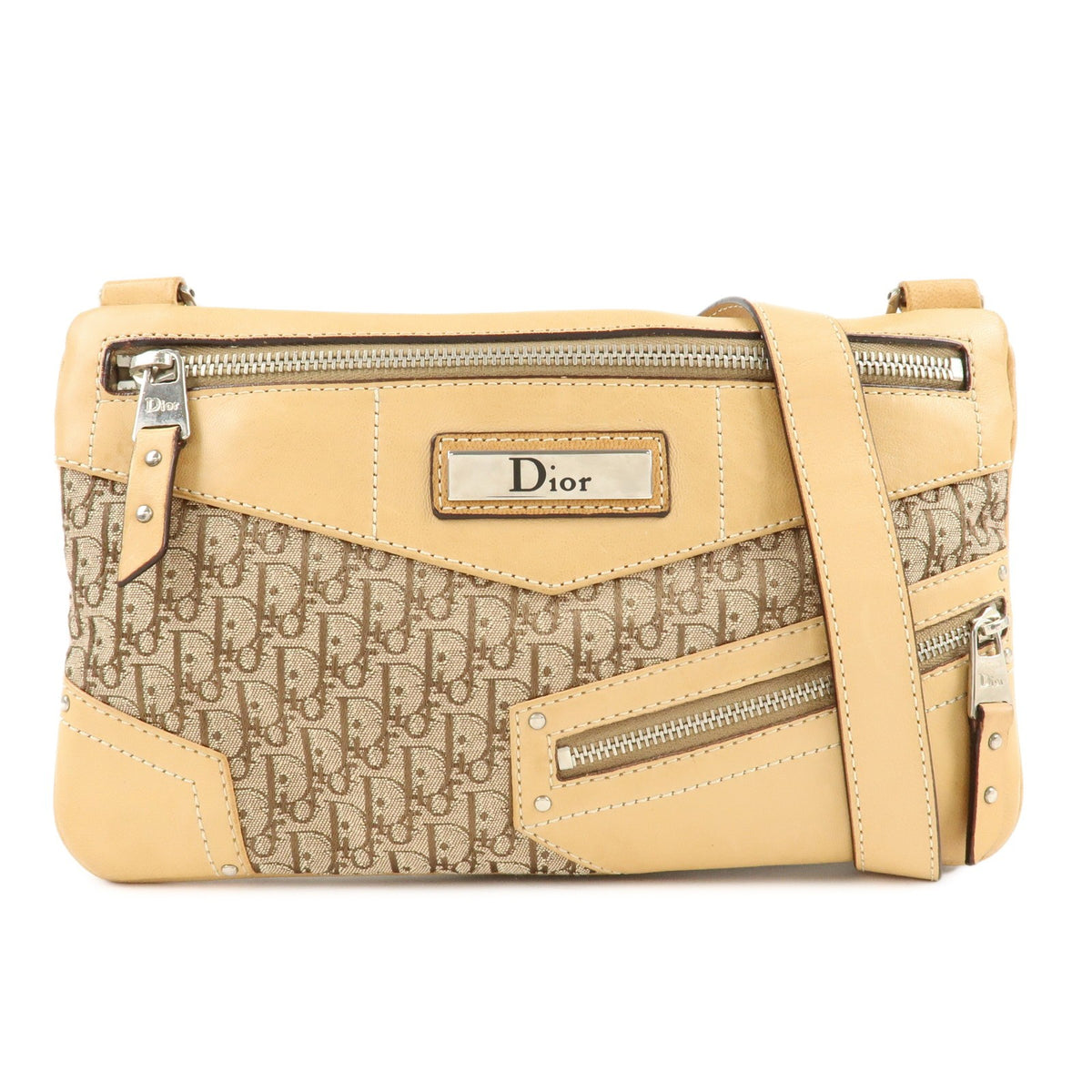 Christian Dior Street Chic Trotter Canvas Leather Shoulder Bag Preowned Auth0