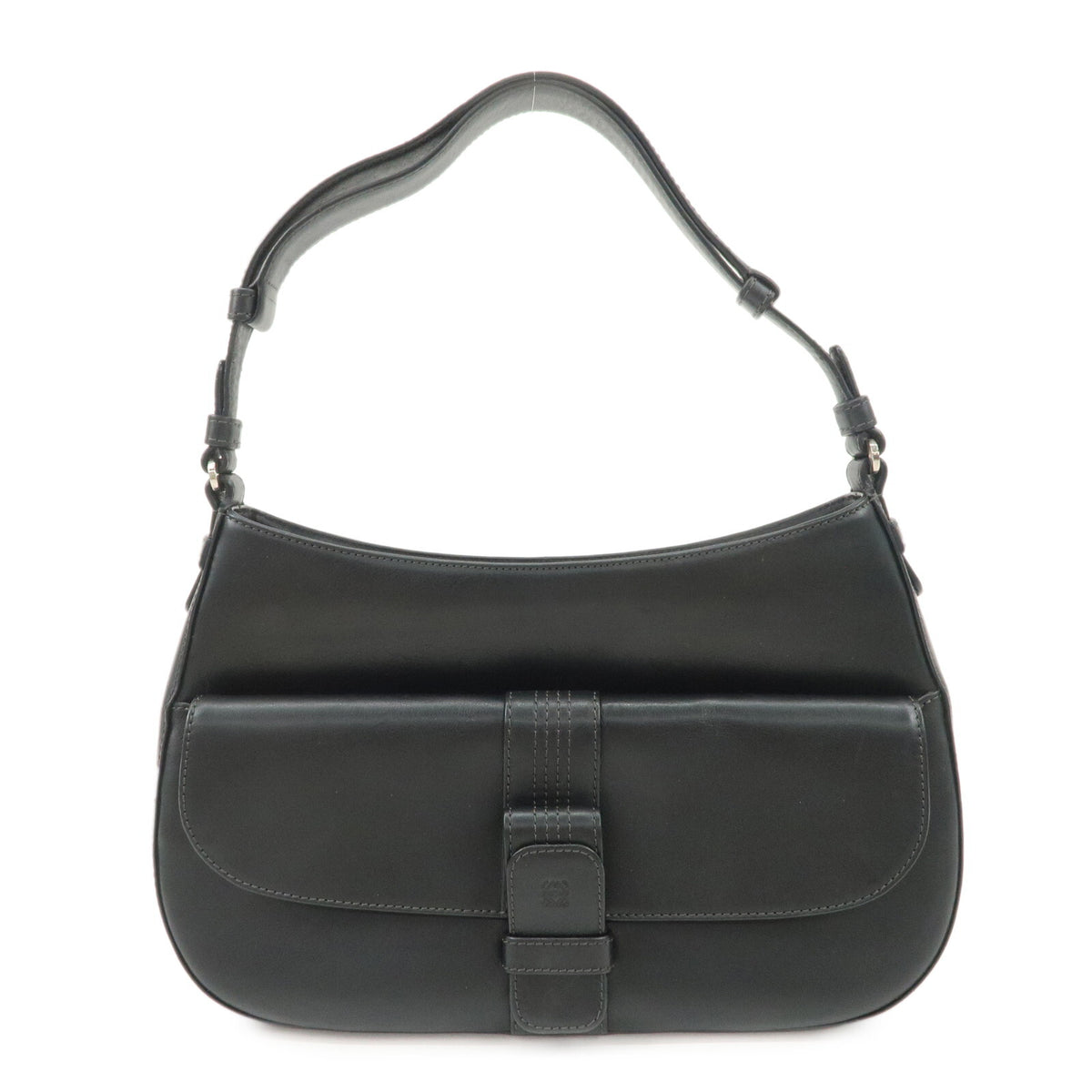 LOEWE Anagram Logo Leather Womens Shoulder Bag Handbag Black Preowned Auth0