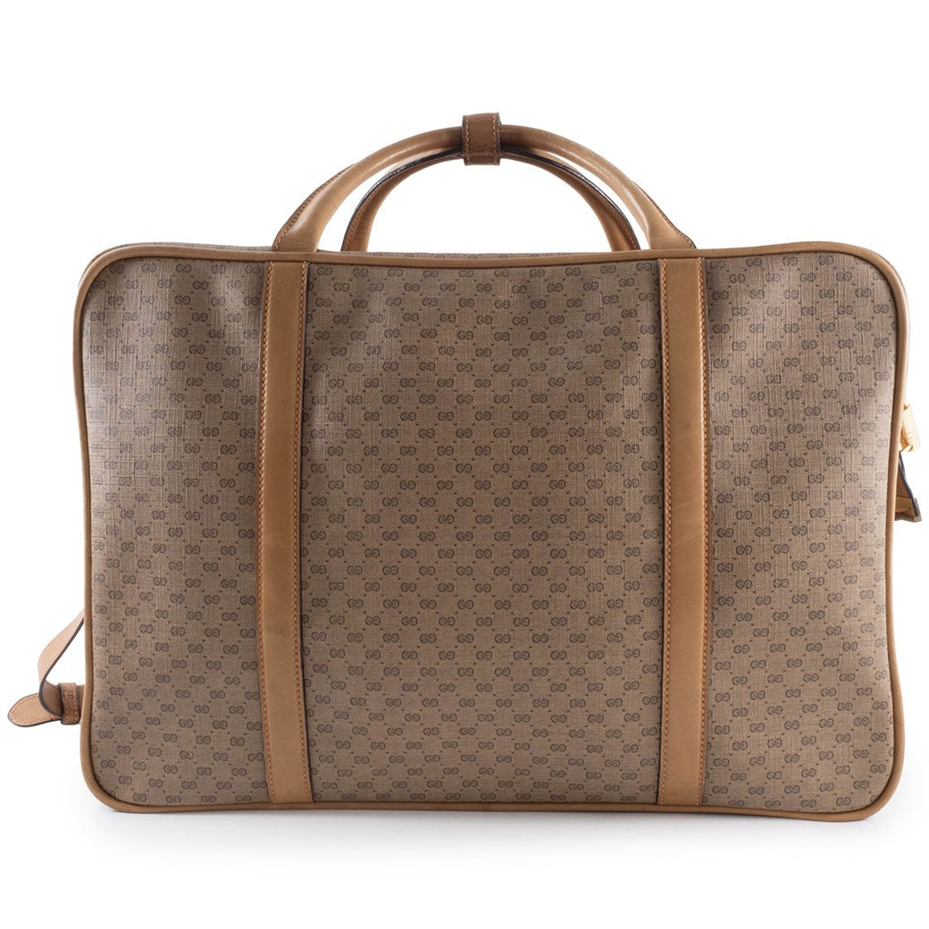 GUCCI Old Gucci Micro GG PVC Boston Bag Travel Beige Brown Vintage Preowned1