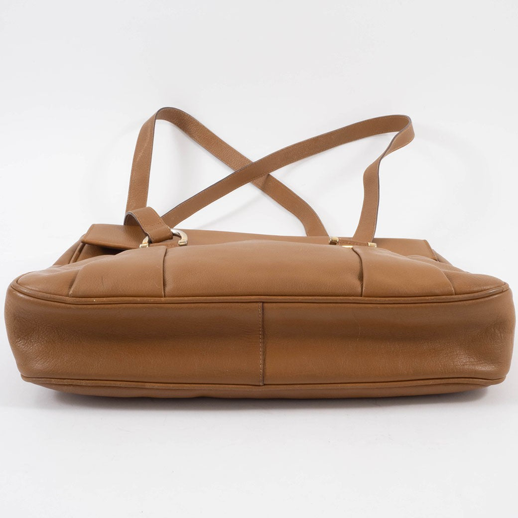 BALLY Old Bally Womens Shoulder Bag Camel Leather Flap Vintage Preowned Auth5