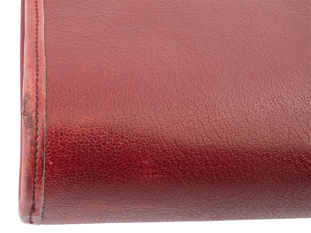 Christian Dior Womens Shoulder Bag Bordeaux Leather Vintage Preowned Auth6