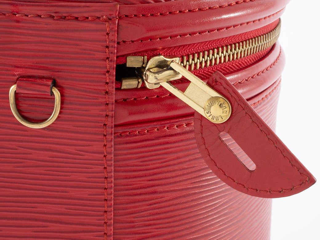 Auth Louis Vuitton Bag Cannes Vanity Bag Epi Castilian Red M48037 Reuse Used15