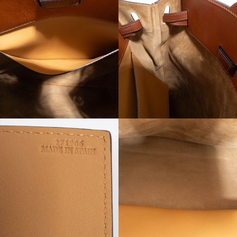 LOEWE Lazo Tote Bag Camel Brown Leather Large A4 Shoulder Bag Preowned Auth13